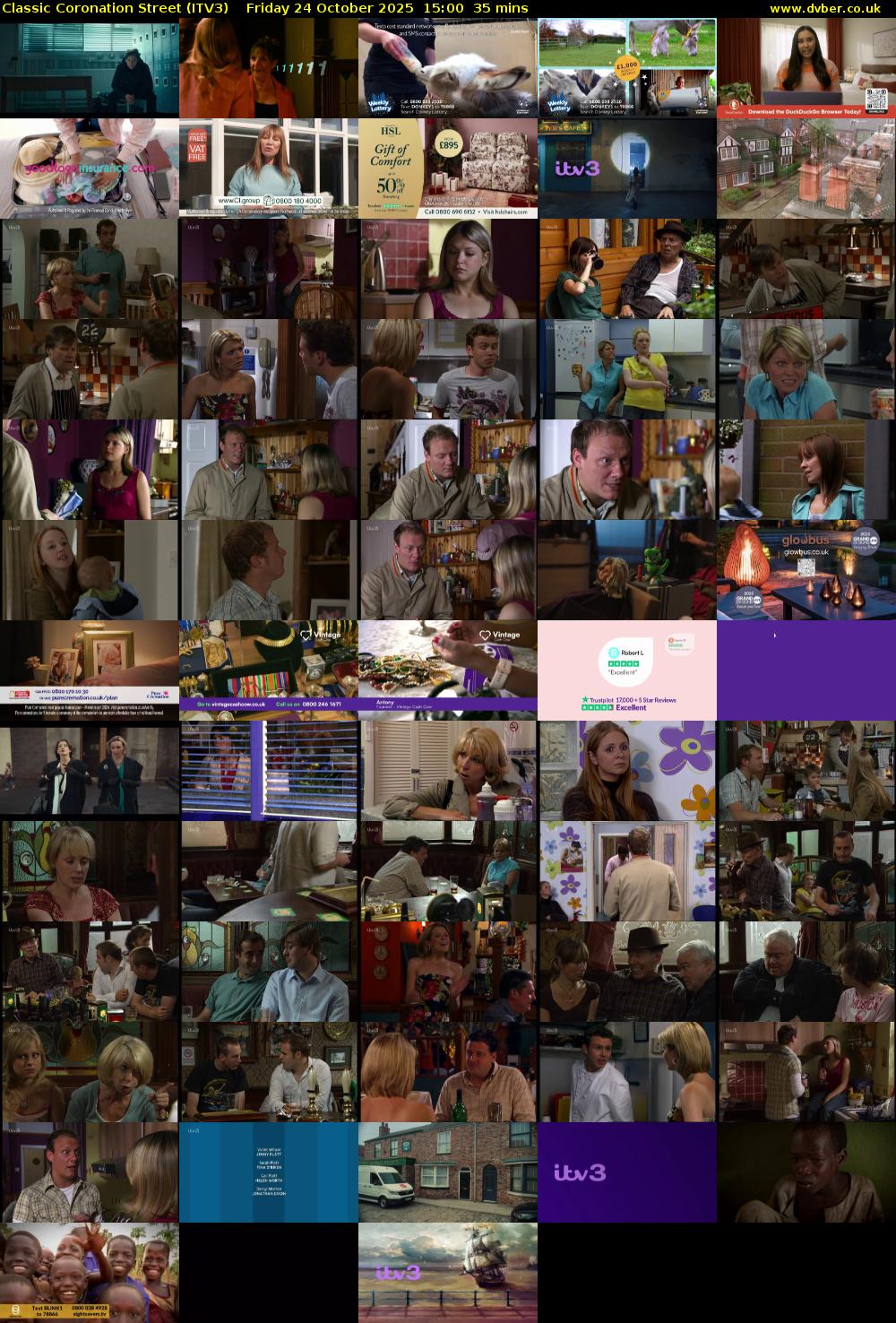 Classic Coronation Street (ITV3) Friday 24 October 2025 15:00 - 15:35