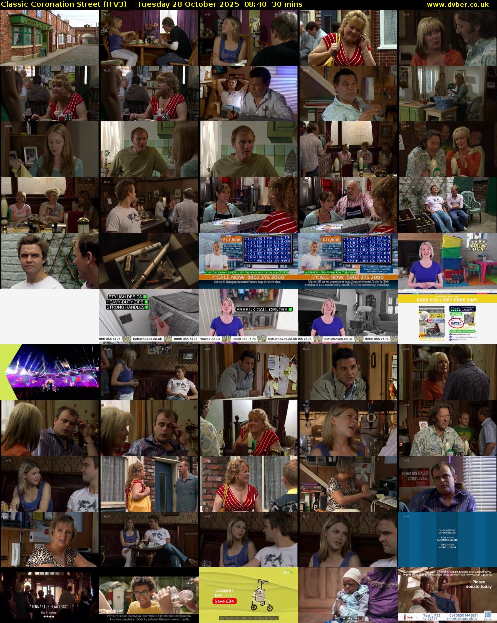 Classic Coronation Street (ITV3) Tuesday 28 October 2025 08:40 - 09:10