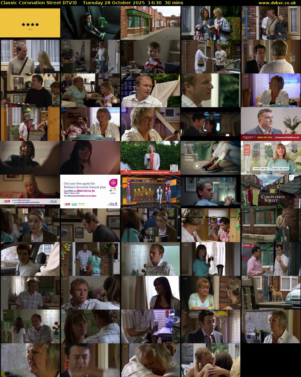Classic Coronation Street (ITV3) Tuesday 28 October 2025 14:30 - 15:00