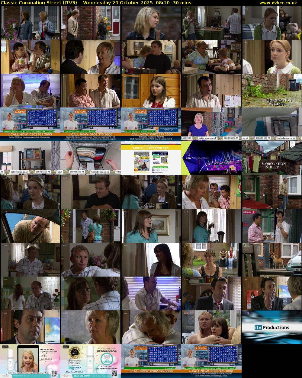 Classic Coronation Street (ITV3) Wednesday 29 October 2025 08:10 - 08:40