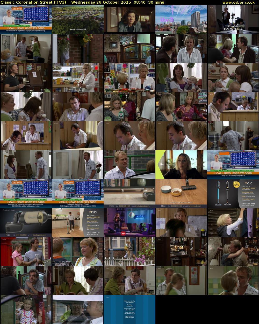 Classic Coronation Street (ITV3) Wednesday 29 October 2025 08:40 - 09:10