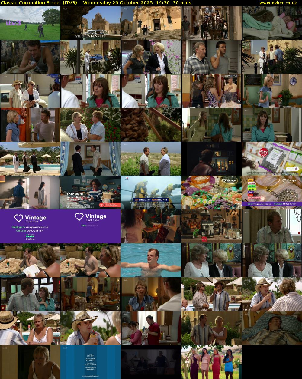 Classic Coronation Street (ITV3) Wednesday 29 October 2025 14:30 - 15:00