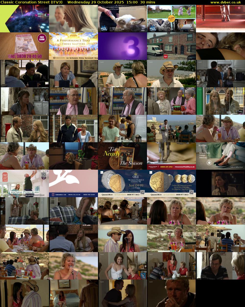 Classic Coronation Street (ITV3) Wednesday 29 October 2025 15:00 - 15:30