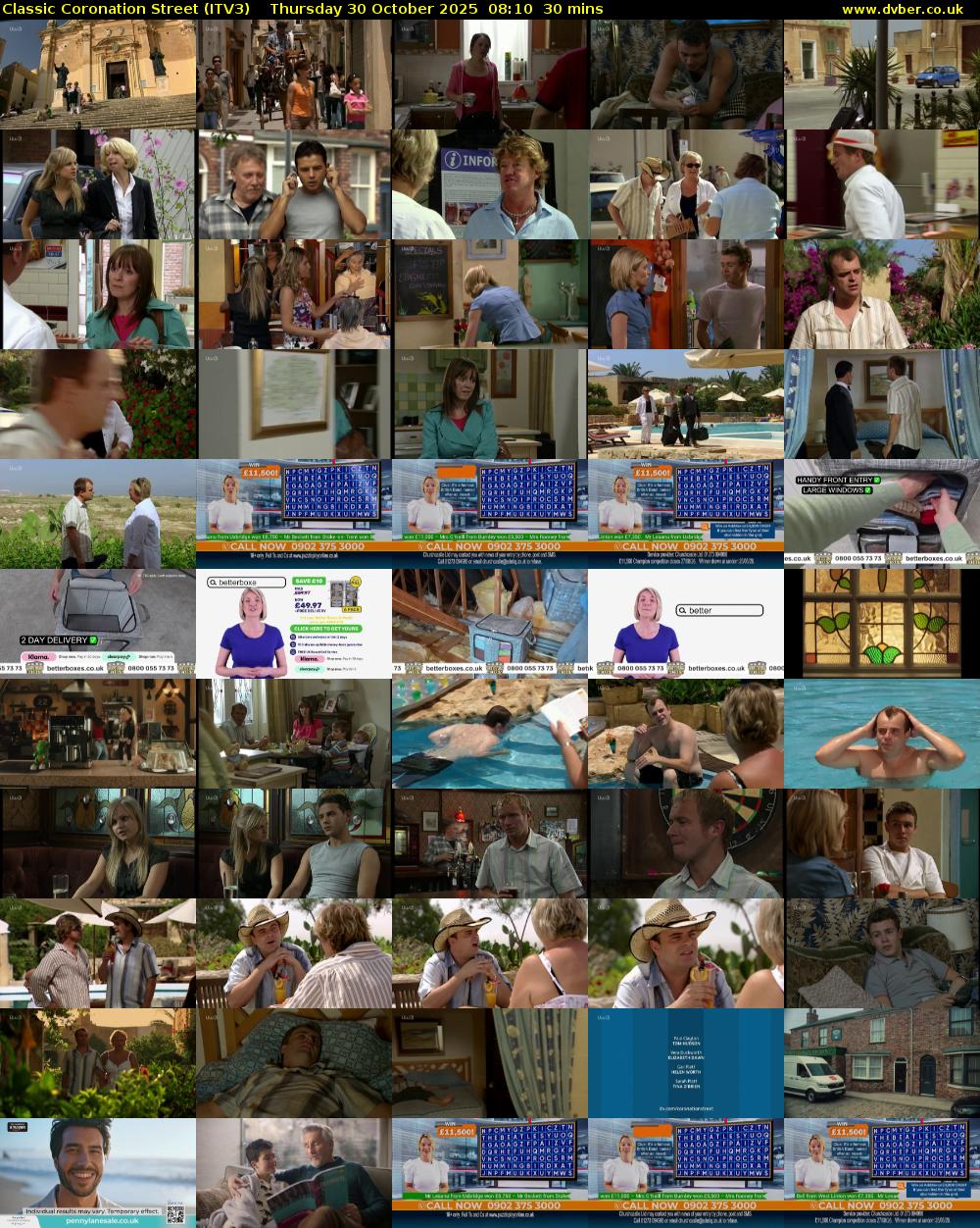 Classic Coronation Street (ITV3) Thursday 30 October 2025 08:10 - 08:40