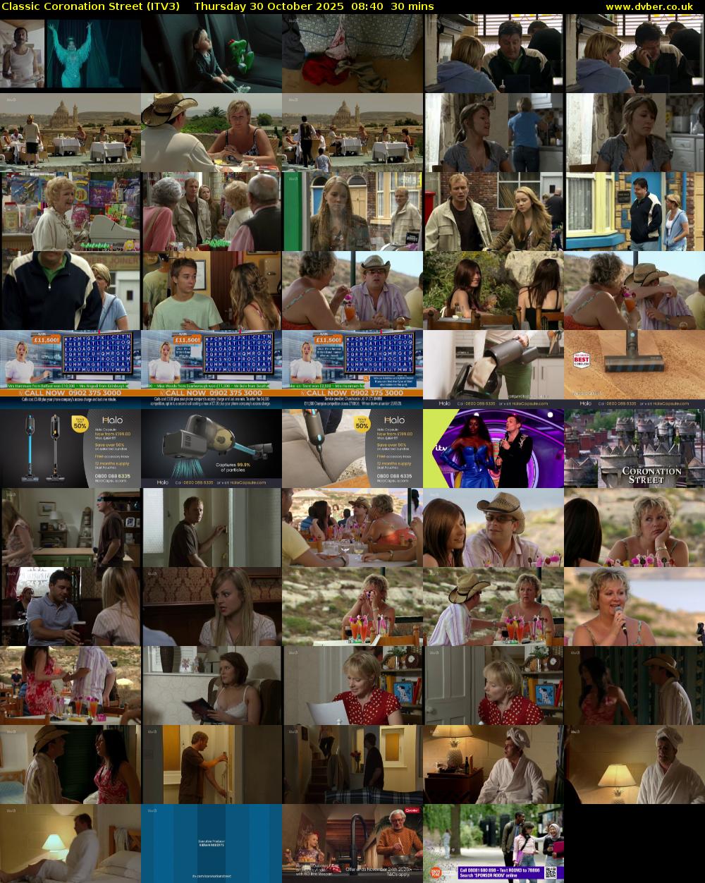 Classic Coronation Street (ITV3) Thursday 30 October 2025 08:40 - 09:10