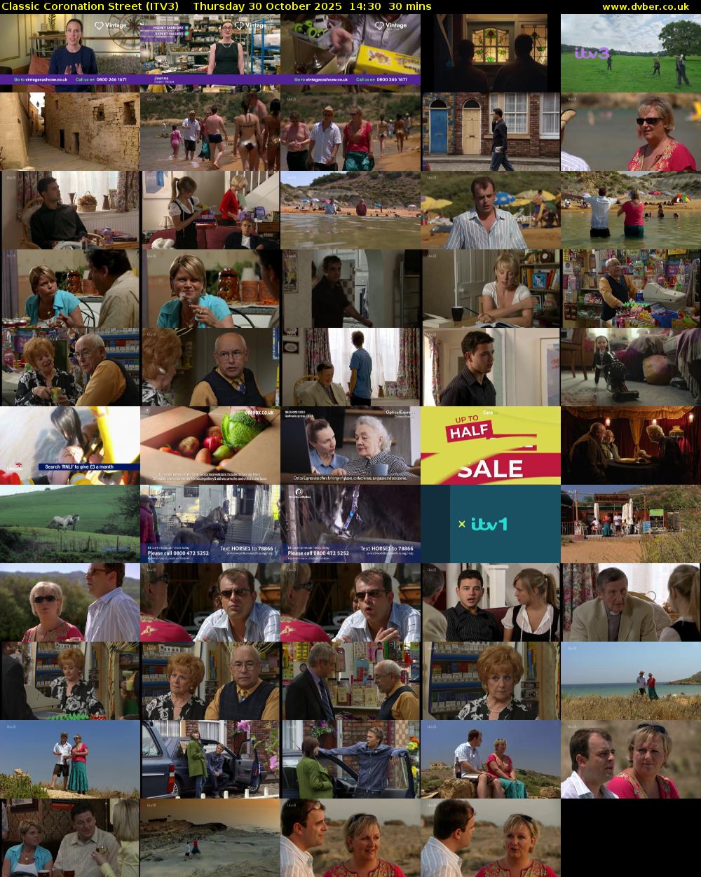 Classic Coronation Street (ITV3) Thursday 30 October 2025 14:30 - 15:00