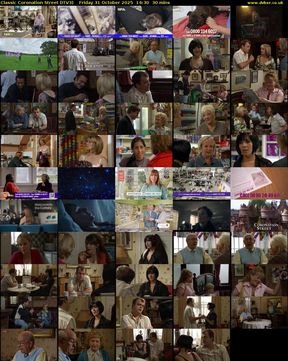 Classic Coronation Street (ITV3) Friday 31 October 2025 14:30 - 15:00