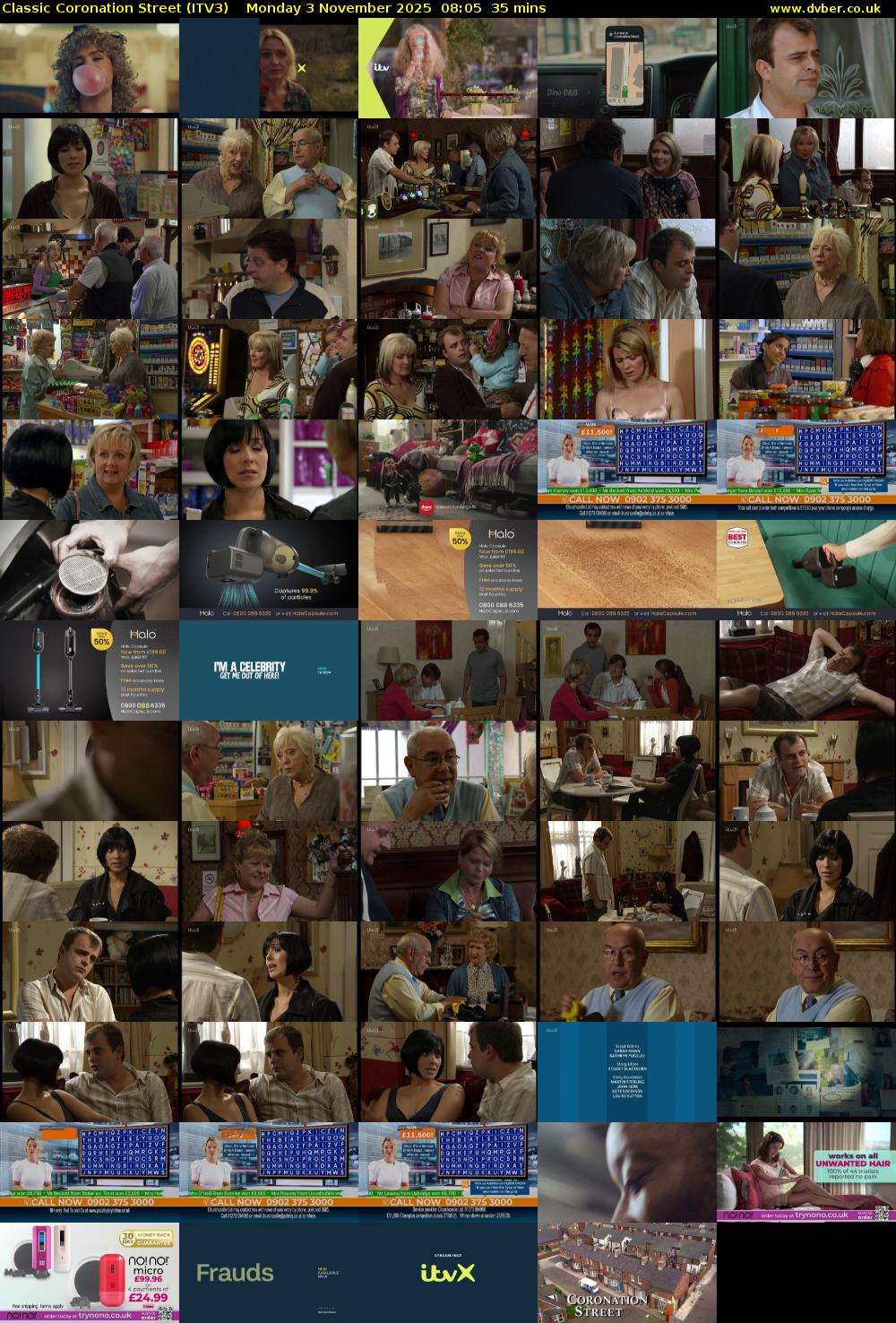 Classic Coronation Street (ITV3) Monday 3 November 2025 08:05 - 08:40