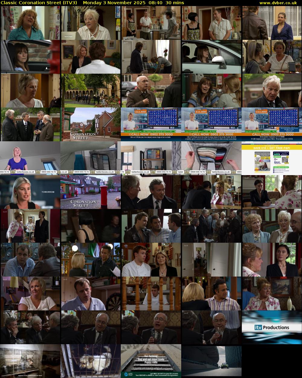 Classic Coronation Street (ITV3) Monday 3 November 2025 08:40 - 09:10