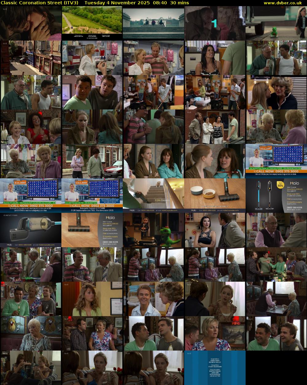 Classic Coronation Street (ITV3) Tuesday 4 November 2025 08:40 - 09:10