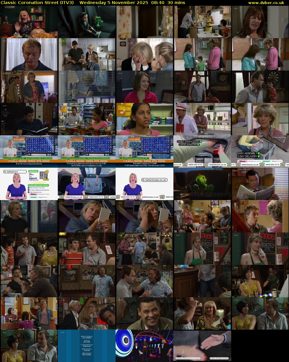 Classic Coronation Street (ITV3) Wednesday 5 November 2025 08:40 - 09:10
