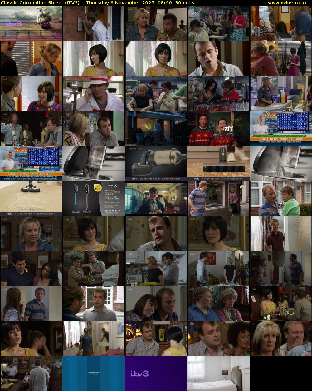Classic Coronation Street (ITV3) Thursday 6 November 2025 08:40 - 09:10