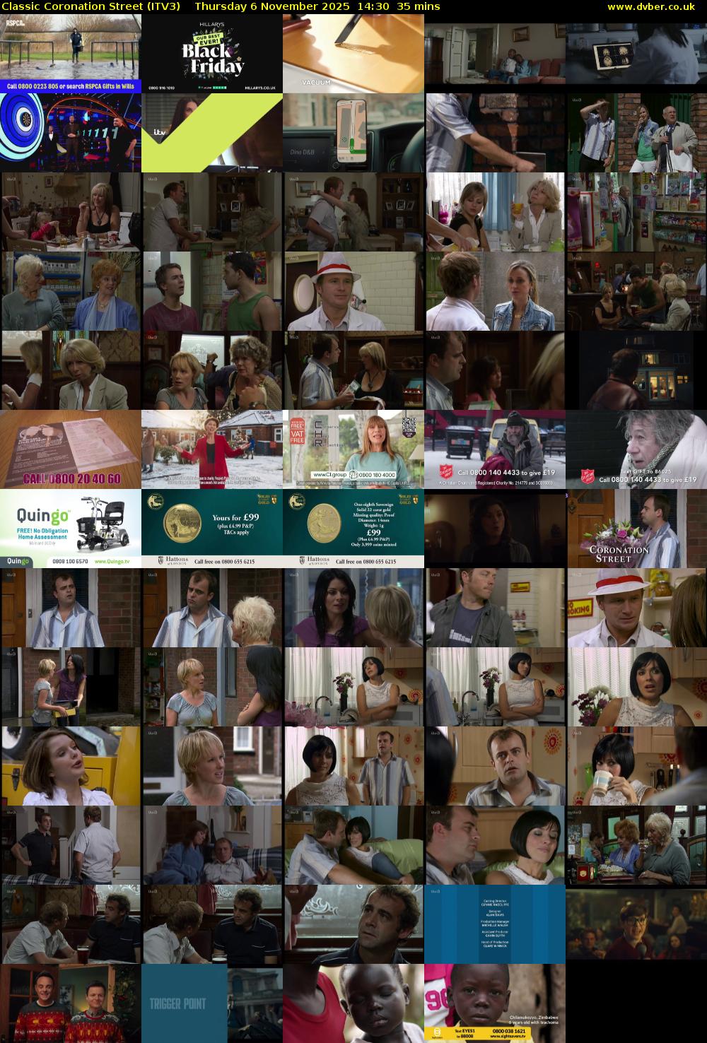 Classic Coronation Street (ITV3) Thursday 6 November 2025 14:30 - 15:05