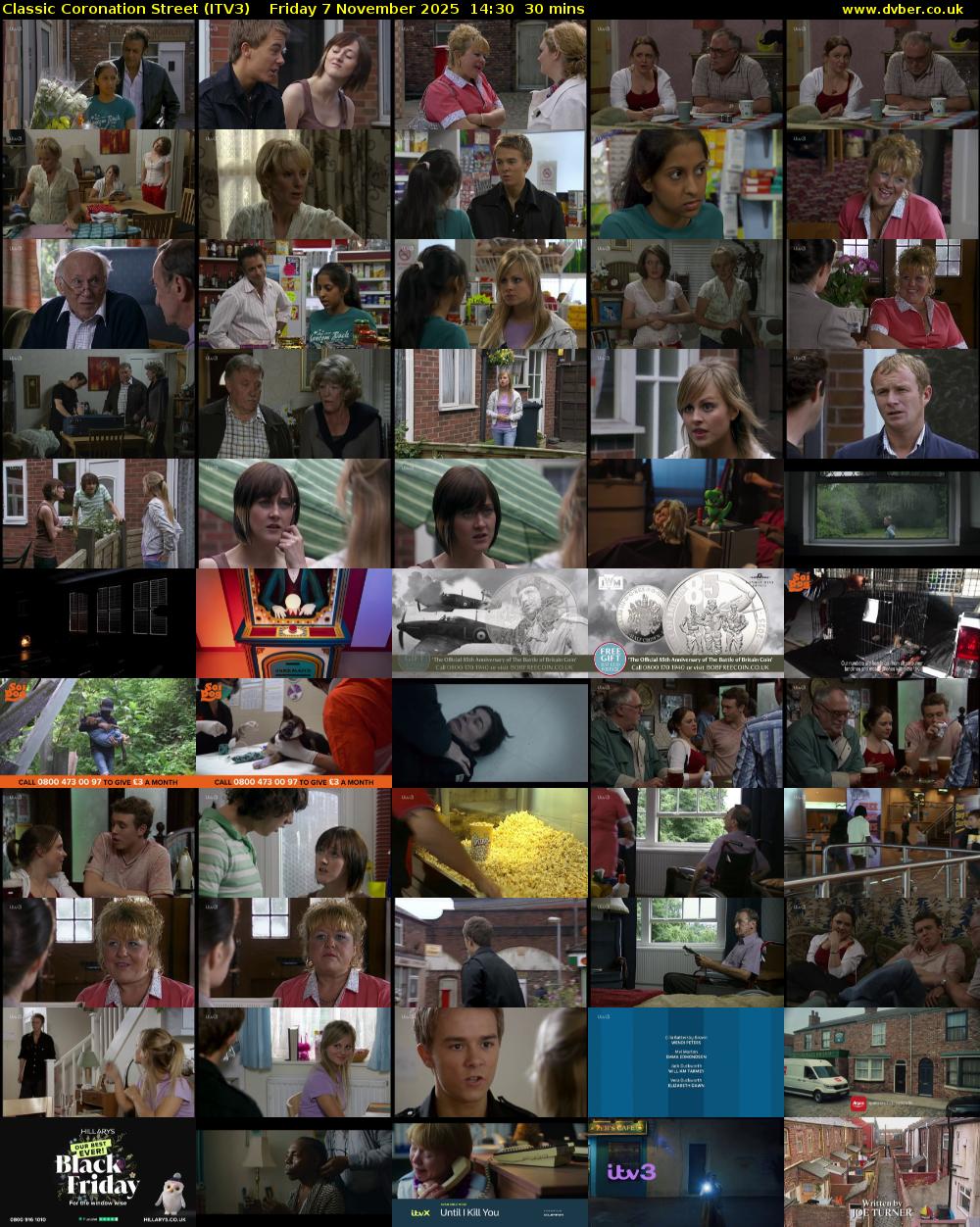 Classic Coronation Street (ITV3) Friday 7 November 2025 14:30 - 15:00