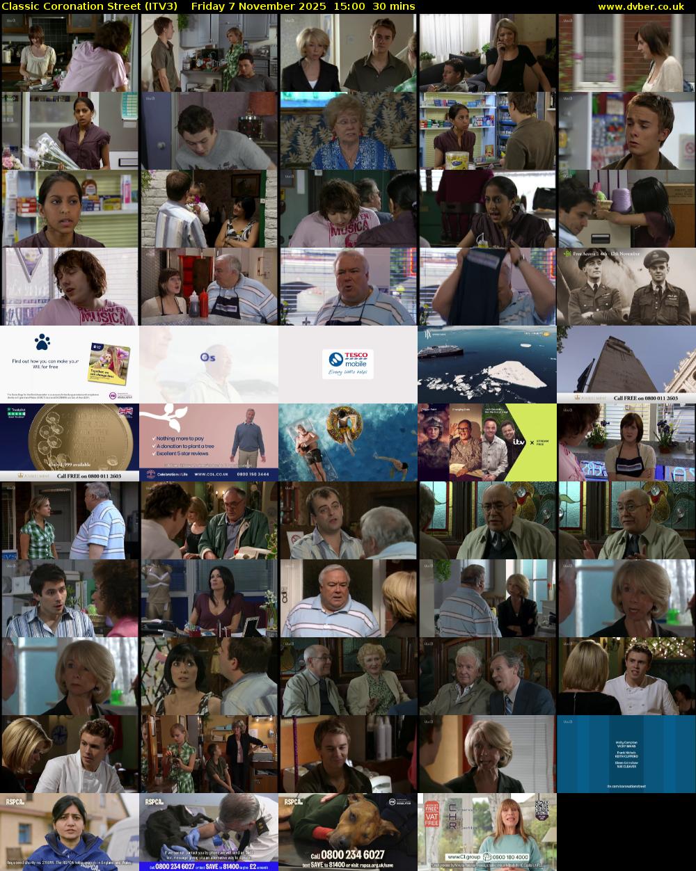 Classic Coronation Street (ITV3) Friday 7 November 2025 15:00 - 15:30