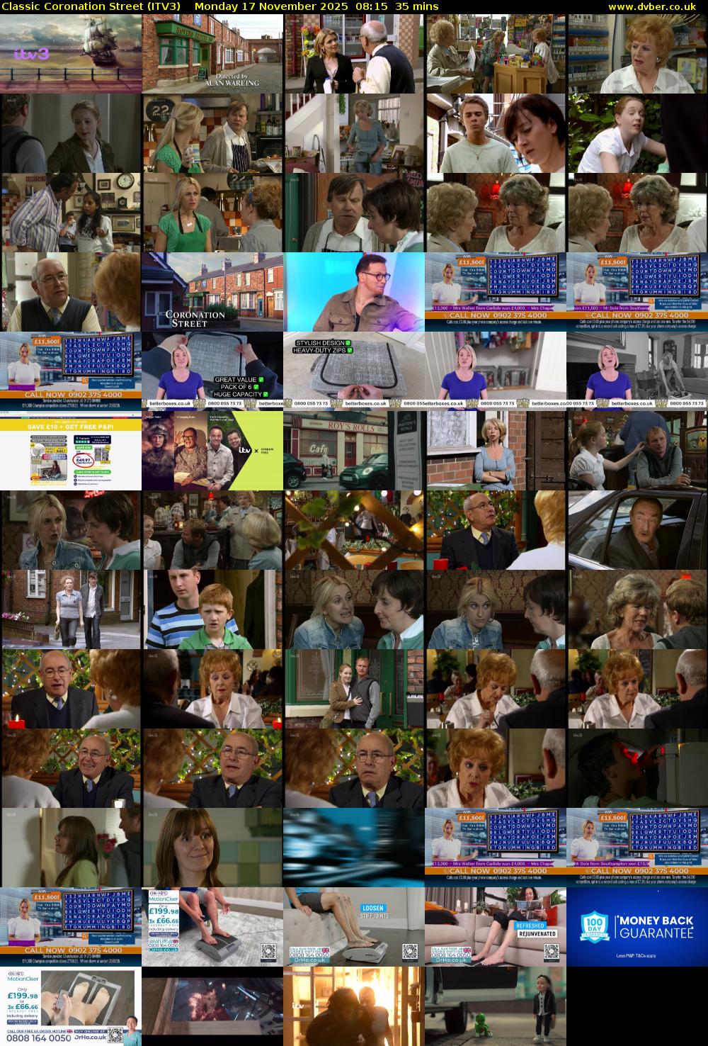 Classic Coronation Street (ITV3) Monday 17 November 2025 08:15 - 08:50