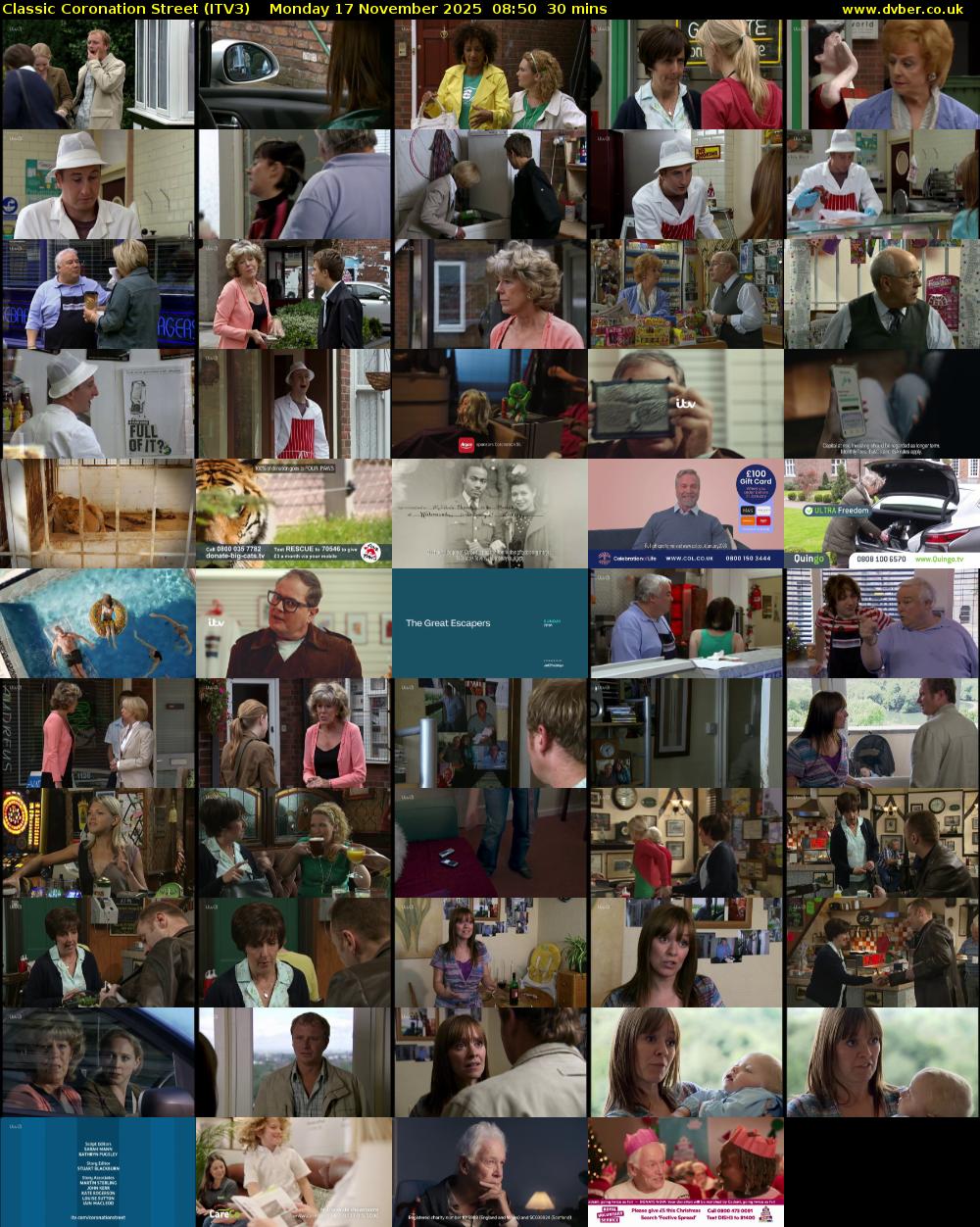 Classic Coronation Street (ITV3) Monday 17 November 2025 08:50 - 09:20