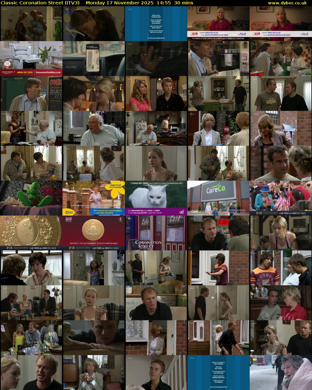 Classic Coronation Street (ITV3) Monday 17 November 2025 14:55 - 15:25