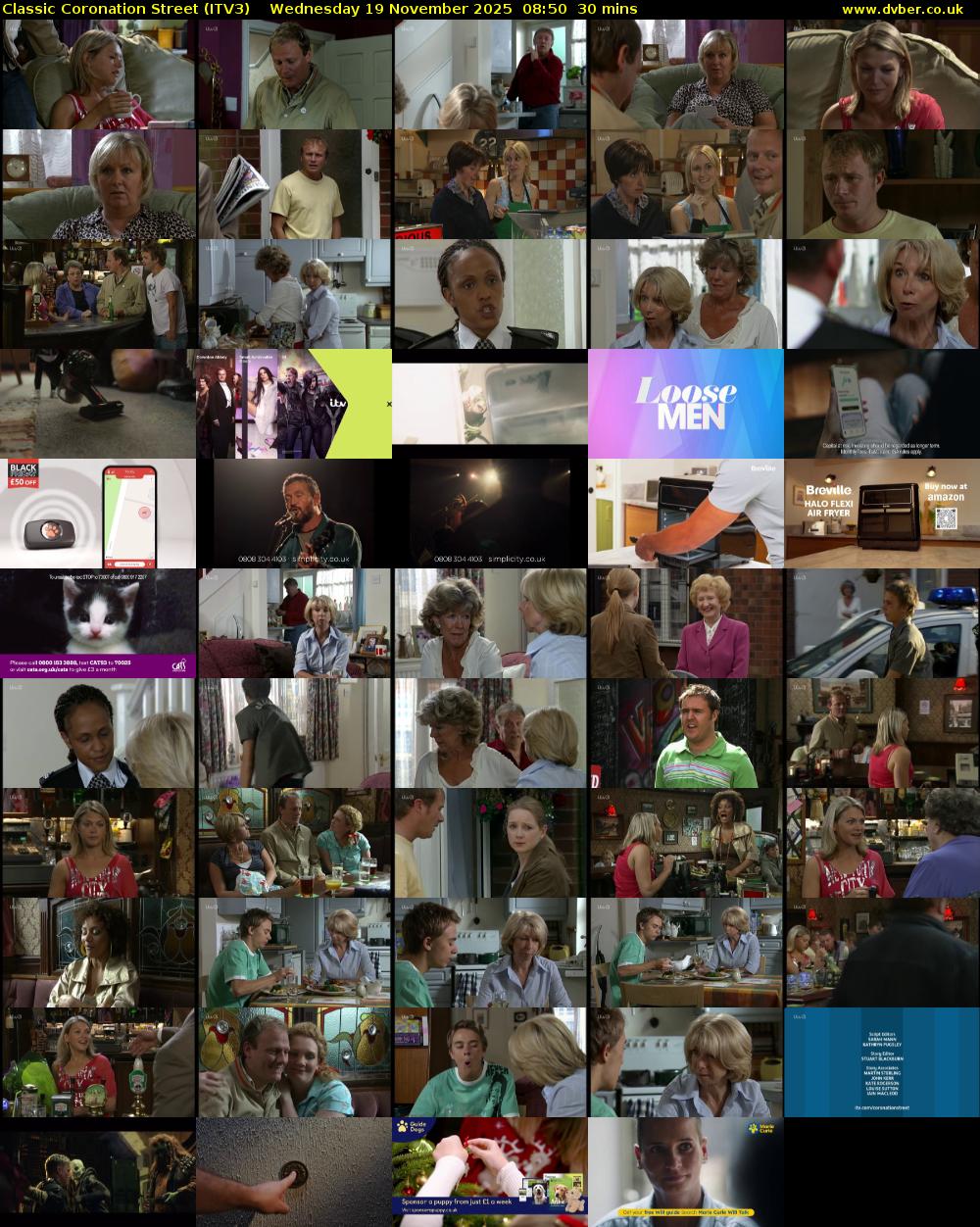 Classic Coronation Street (ITV3) Wednesday 19 November 2025 08:50 - 09:20
