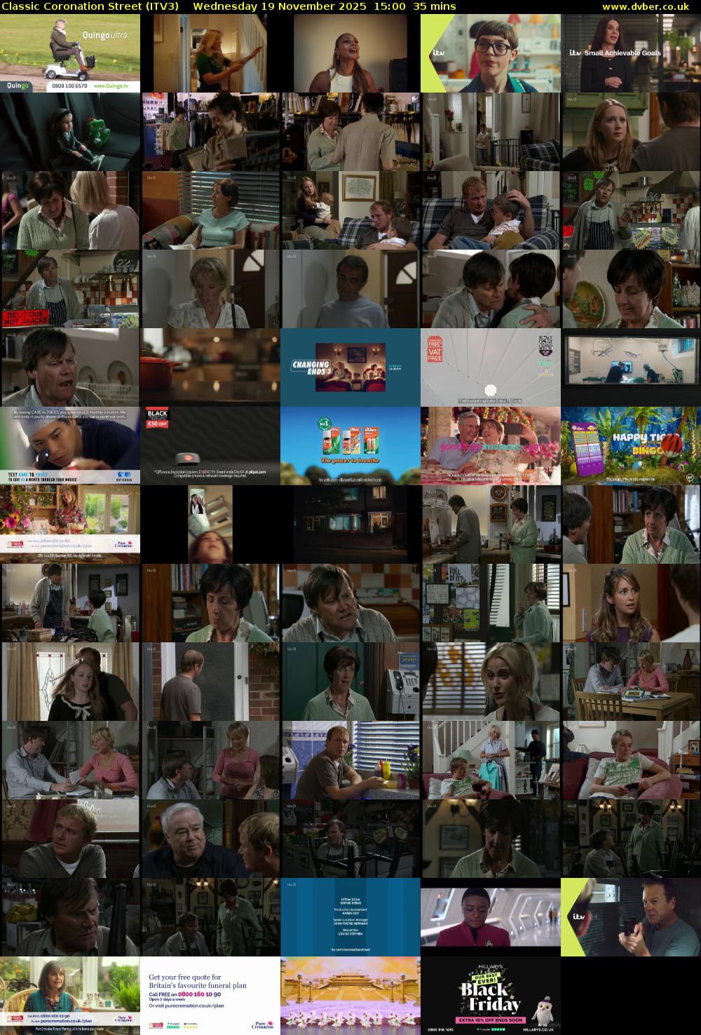 Classic Coronation Street (ITV3) Wednesday 19 November 2025 15:00 - 15:35