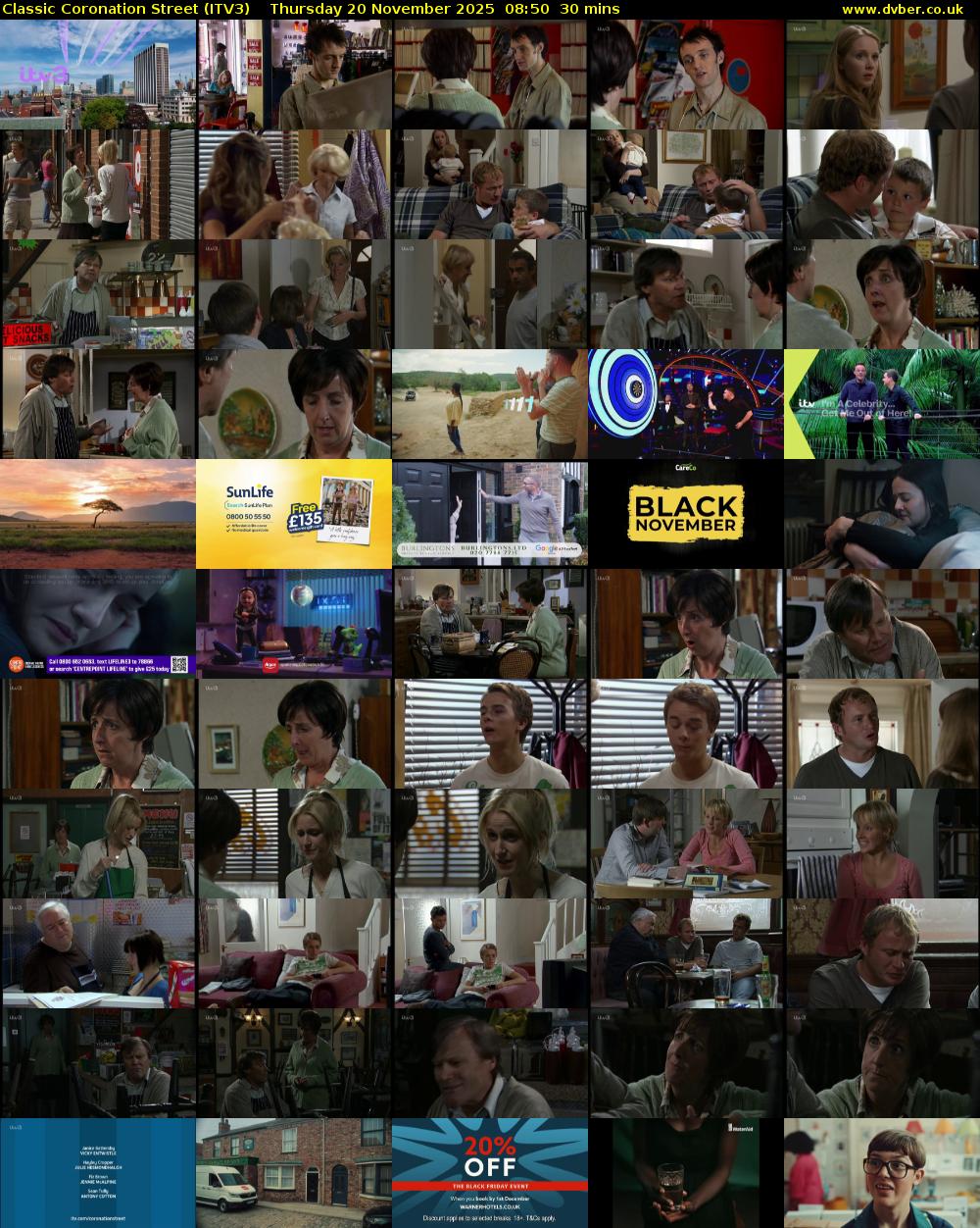 Classic Coronation Street (ITV3) Thursday 20 November 2025 08:50 - 09:20