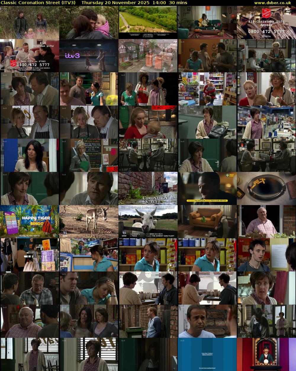 Classic Coronation Street (ITV3) Thursday 20 November 2025 14:00 - 14:30