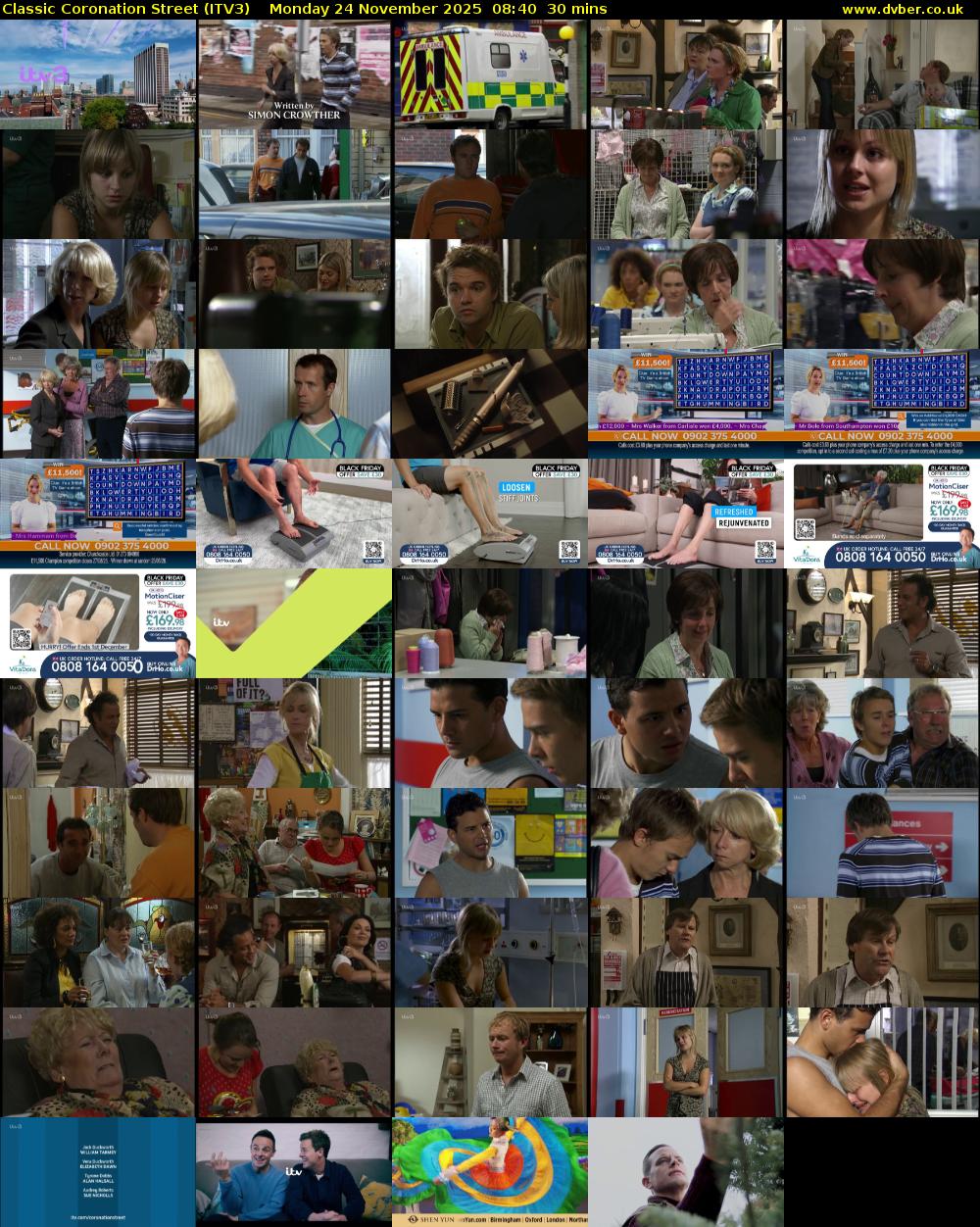 Classic Coronation Street (ITV3) Monday 24 November 2025 08:40 - 09:10