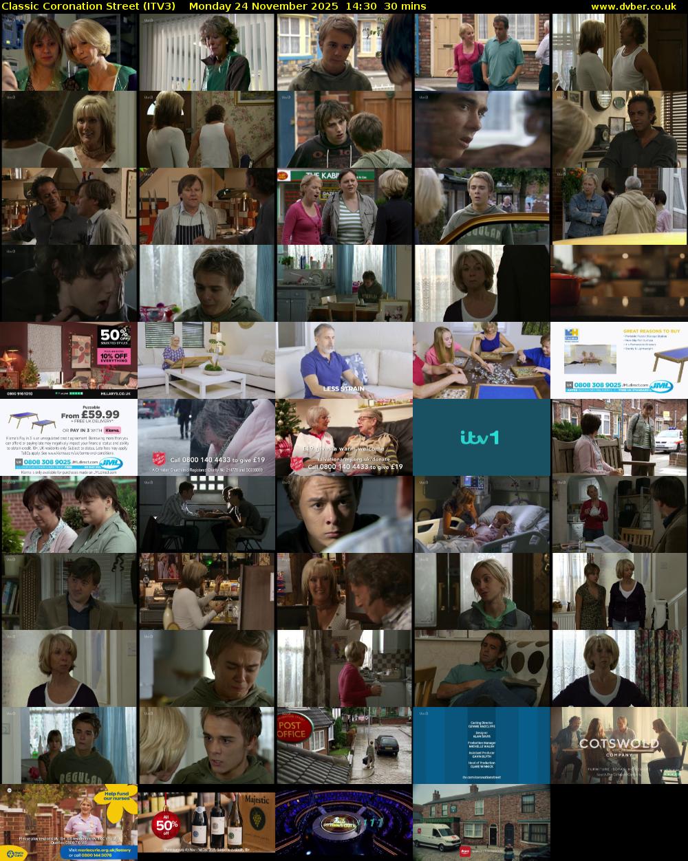 Classic Coronation Street (ITV3) Monday 24 November 2025 14:30 - 15:00