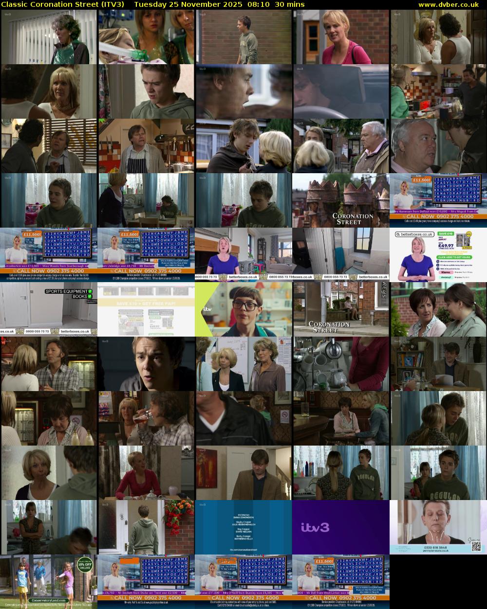 Classic Coronation Street (ITV3) Tuesday 25 November 2025 08:10 - 08:40
