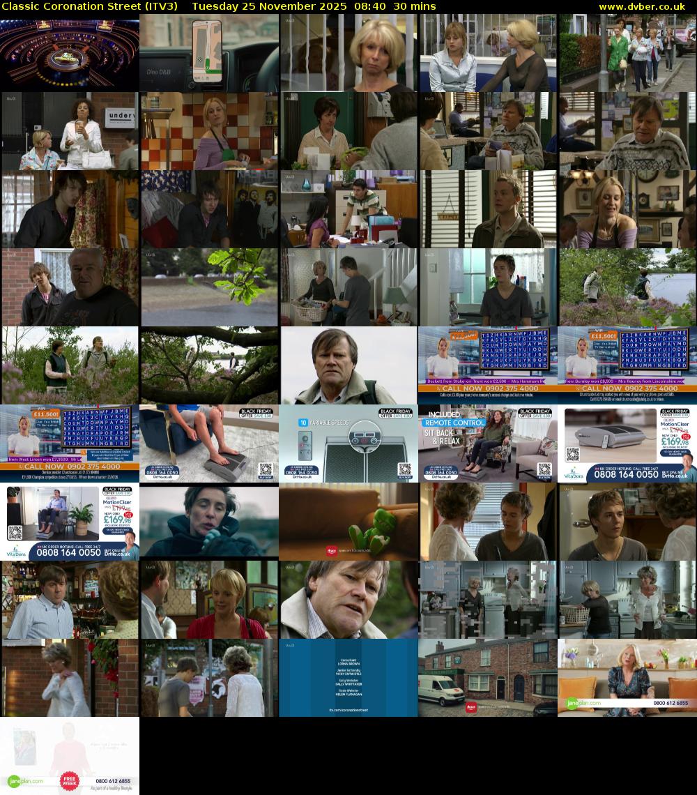 Classic Coronation Street (ITV3) Tuesday 25 November 2025 08:40 - 09:10