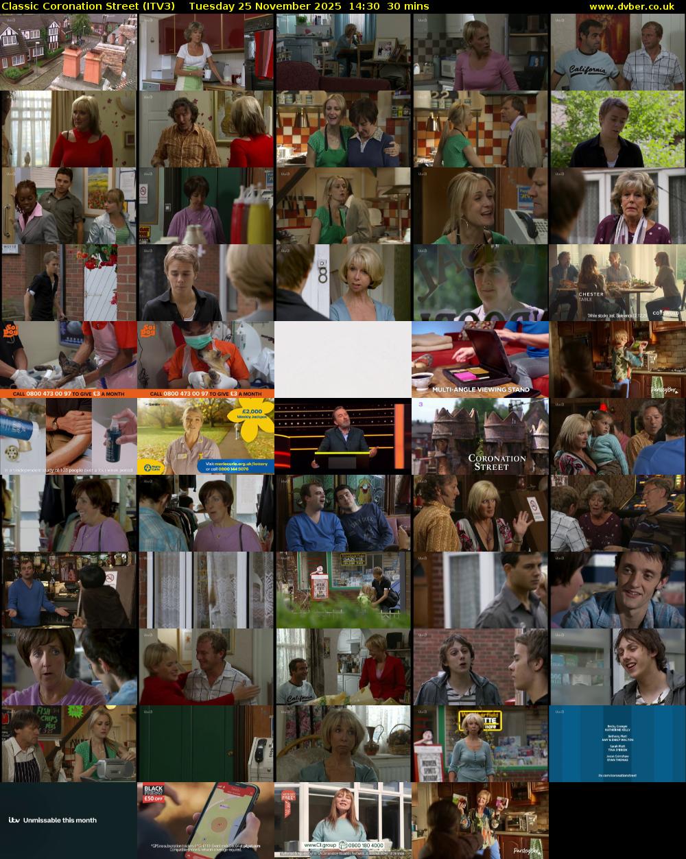 Classic Coronation Street (ITV3) Tuesday 25 November 2025 14:30 - 15:00