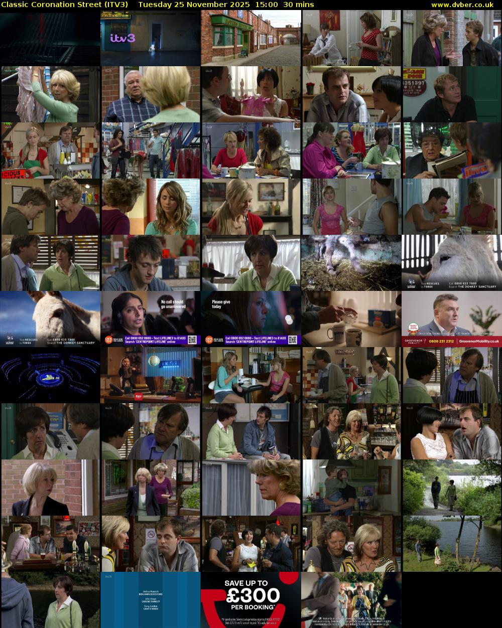 Classic Coronation Street (ITV3) Tuesday 25 November 2025 15:00 - 15:30