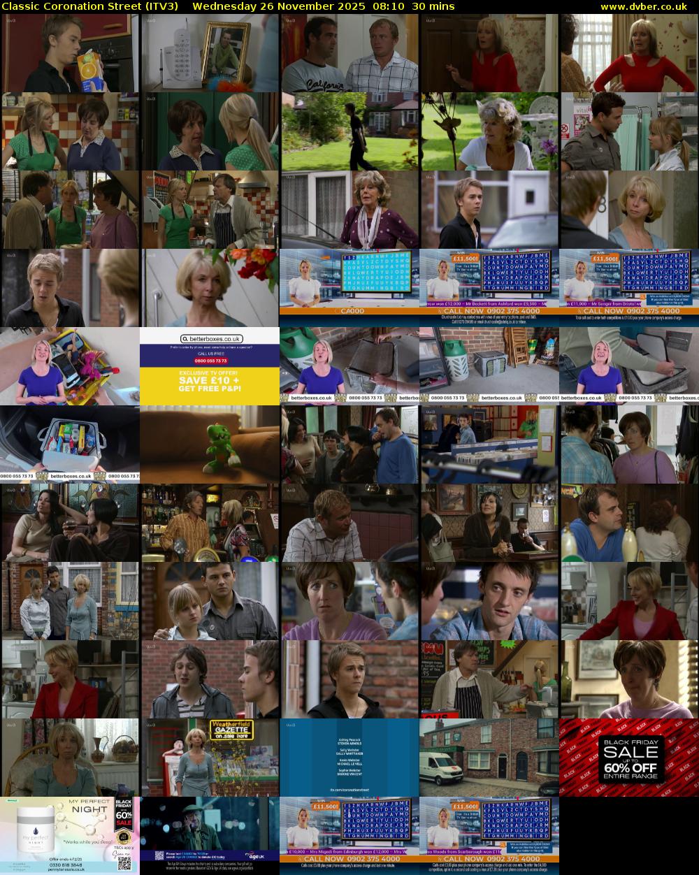 Classic Coronation Street (ITV3) Wednesday 26 November 2025 08:10 - 08:40