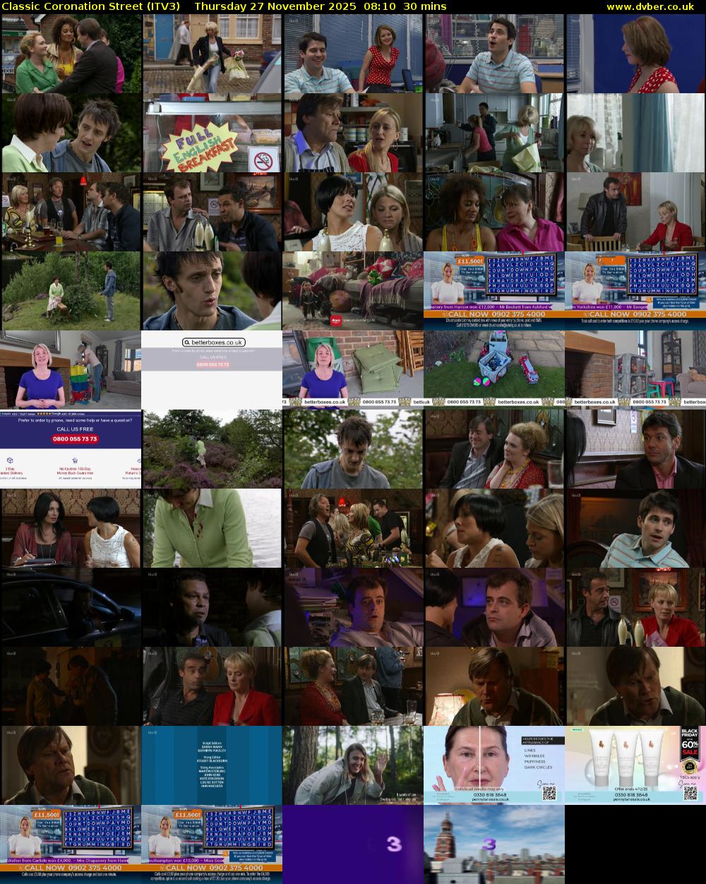 Classic Coronation Street (ITV3) Thursday 27 November 2025 08:10 - 08:40