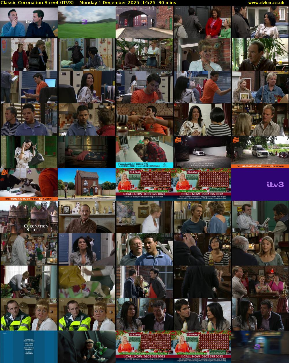 Classic Coronation Street (ITV3) Monday 1 December 2025 14:25 - 14:55