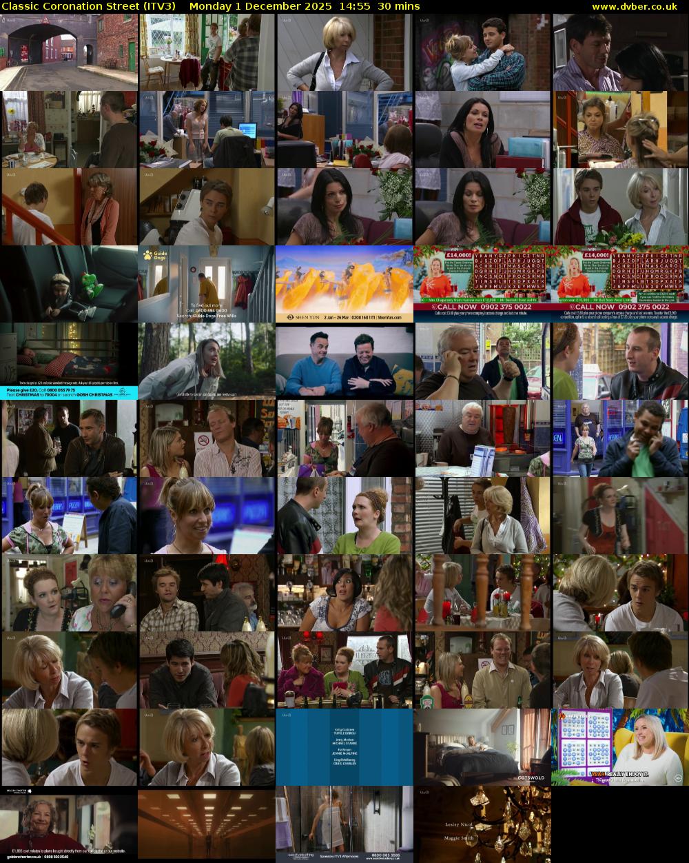 Classic Coronation Street (ITV3) Monday 1 December 2025 14:55 - 15:25
