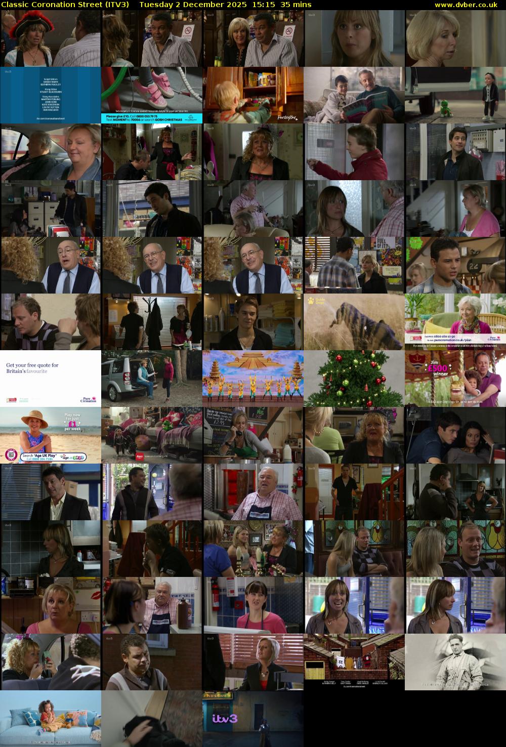 Classic Coronation Street (ITV3) Tuesday 2 December 2025 15:15 - 15:50