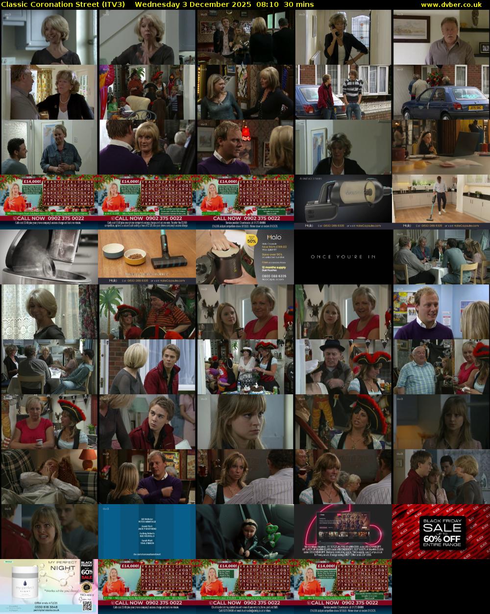 Classic Coronation Street (ITV3) Wednesday 3 December 2025 08:10 - 08:40