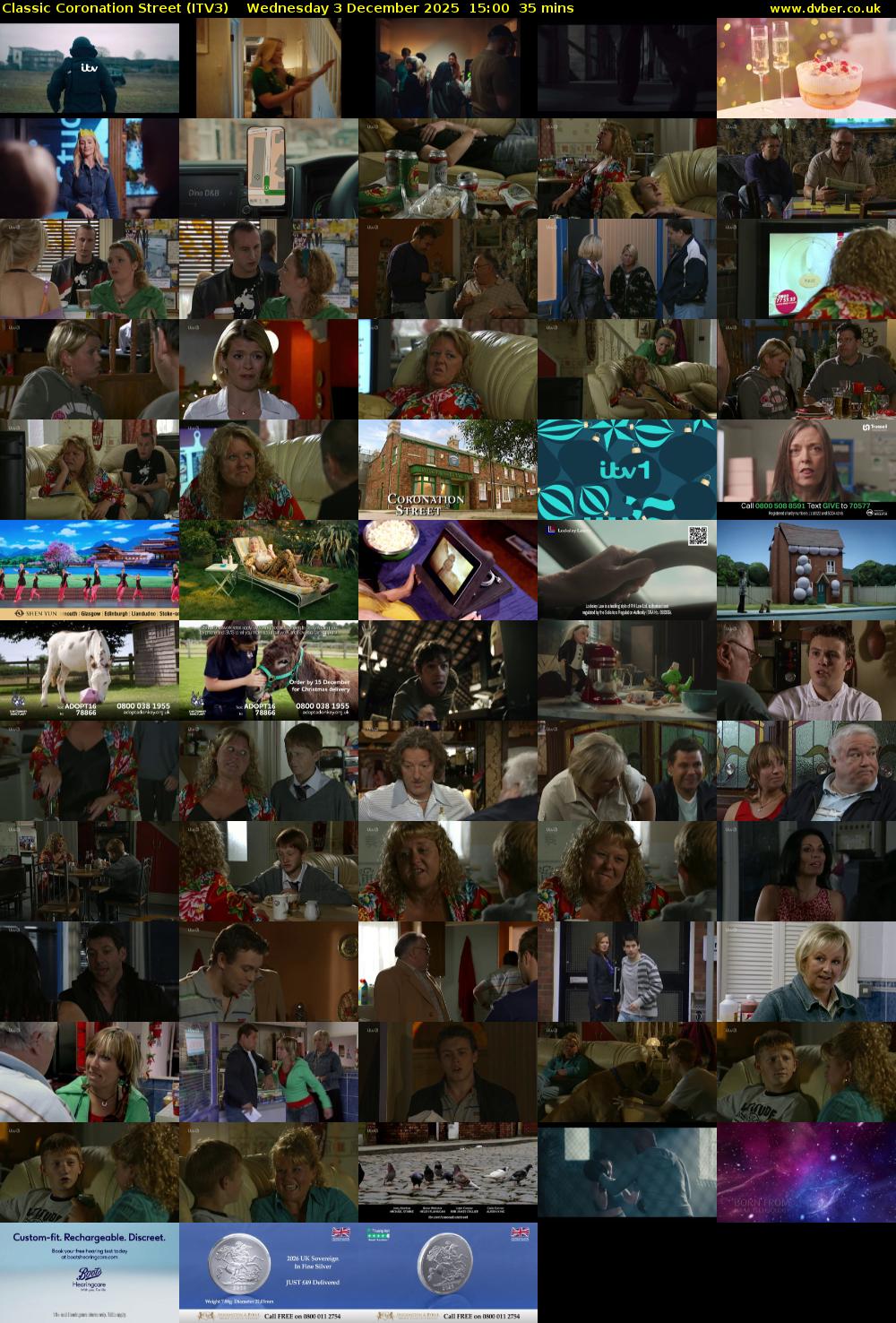 Classic Coronation Street (ITV3) Wednesday 3 December 2025 15:00 - 15:35