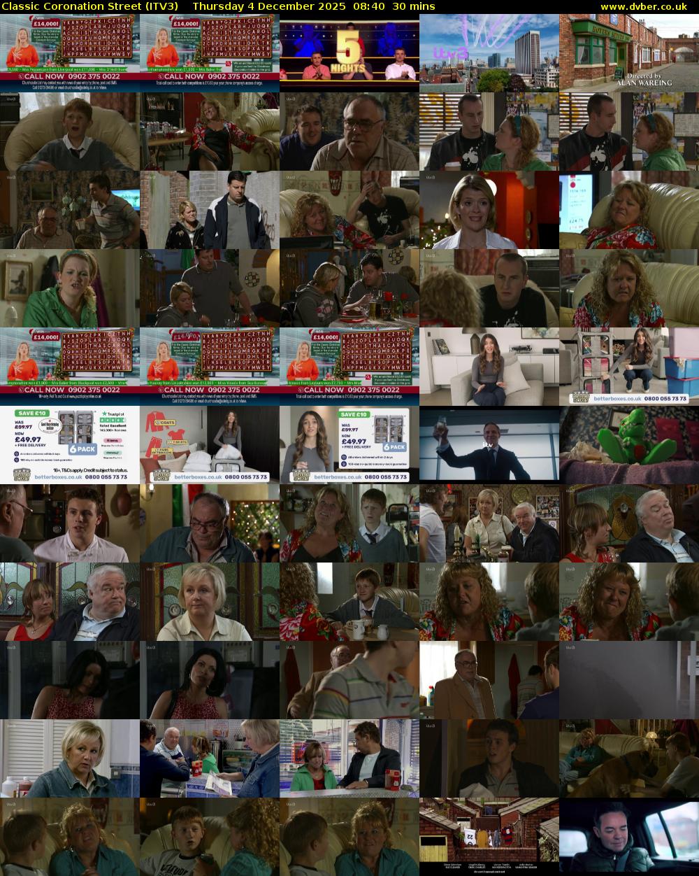 Classic Coronation Street (ITV3) Thursday 4 December 2025 08:40 - 09:10