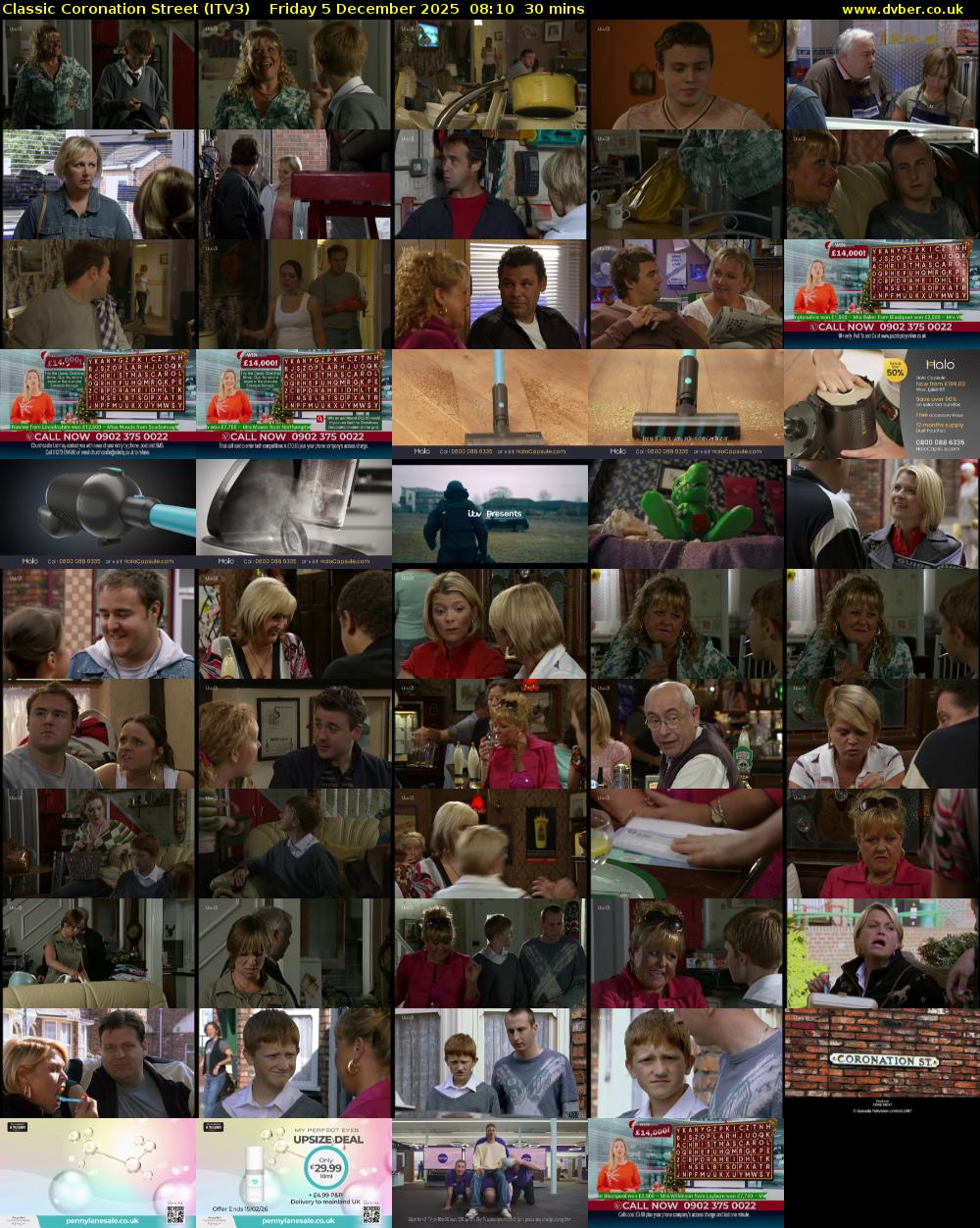 Classic Coronation Street (ITV3) Friday 5 December 2025 08:10 - 08:40