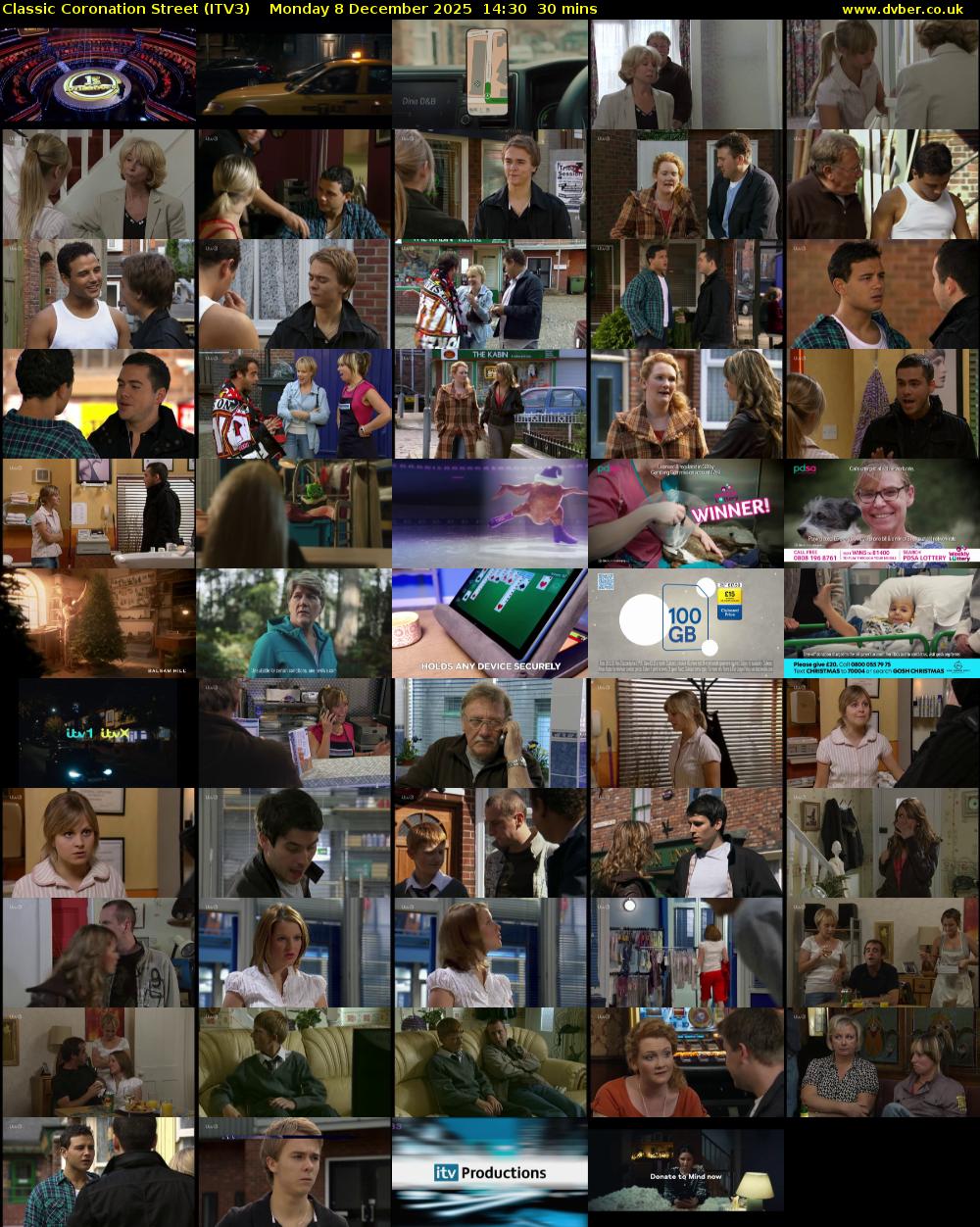 Classic Coronation Street (ITV3) Monday 8 December 2025 14:30 - 15:00