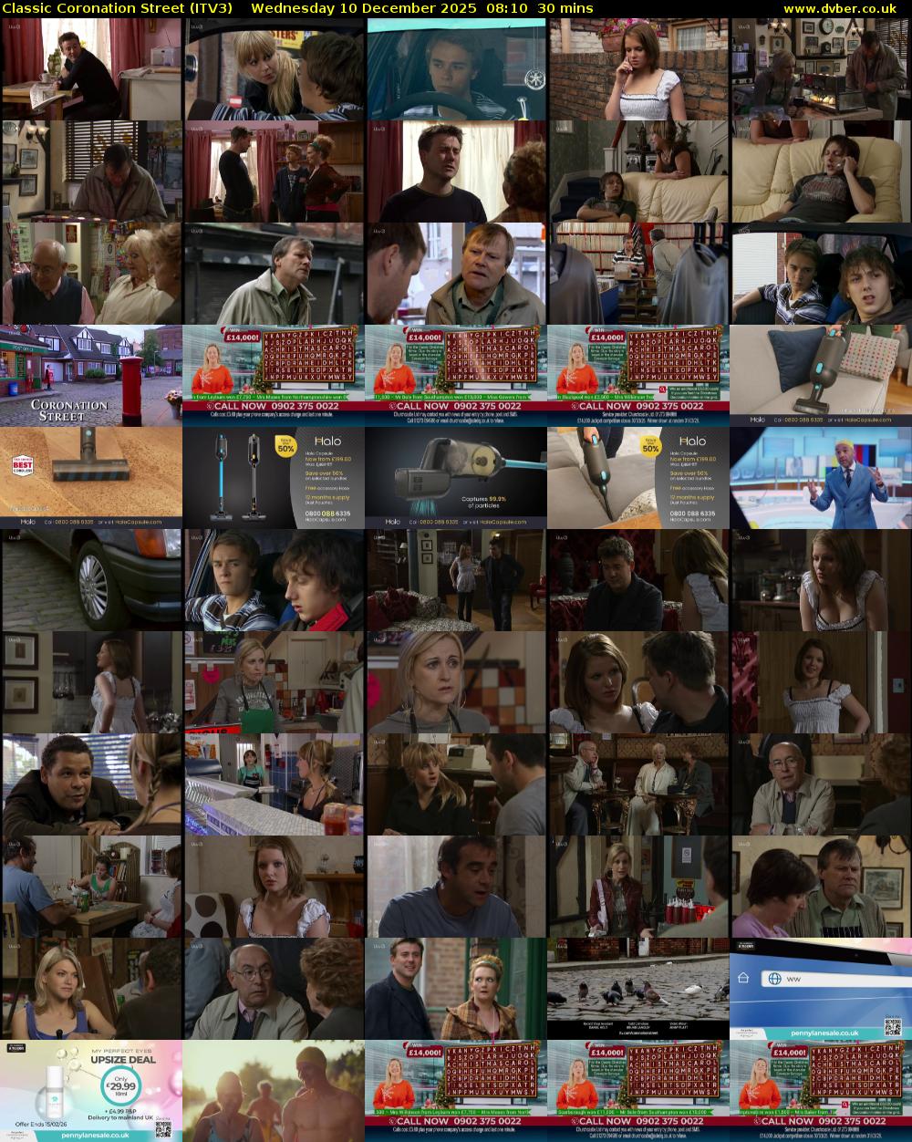 Classic Coronation Street (ITV3) Wednesday 10 December 2025 08:10 - 08:40