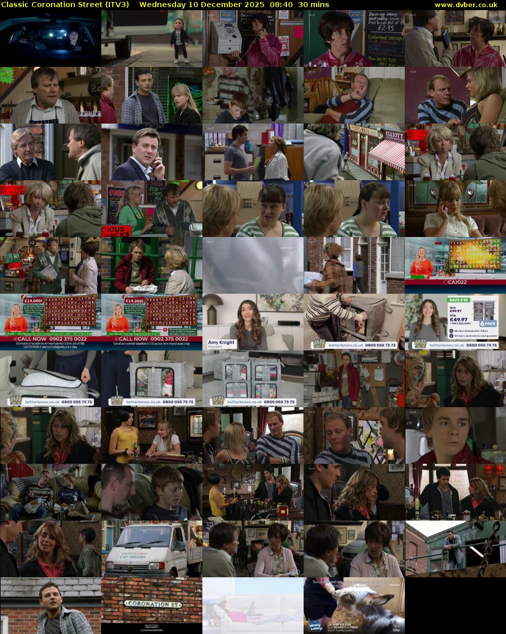 Classic Coronation Street (ITV3) Wednesday 10 December 2025 08:40 - 09:10