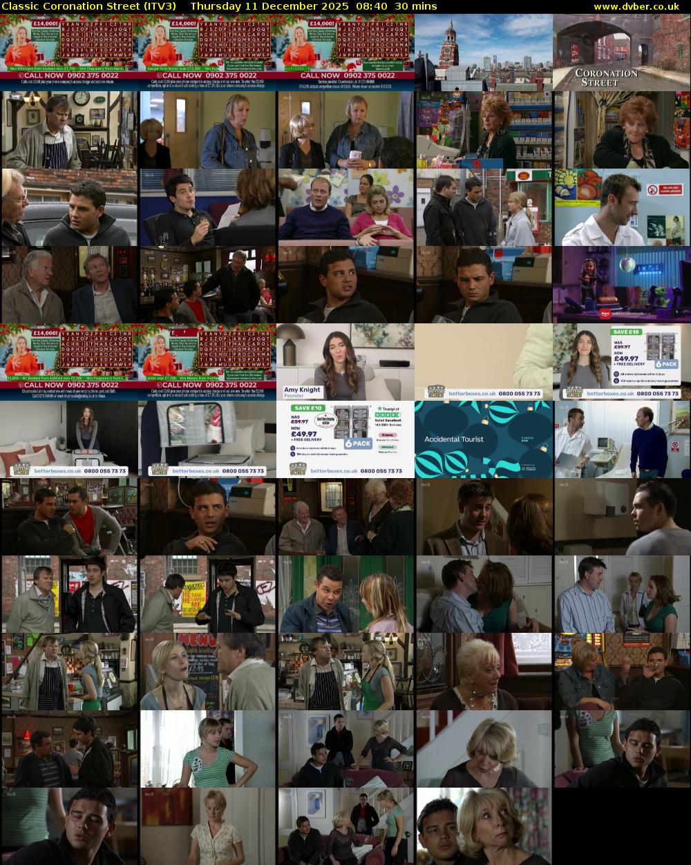 Classic Coronation Street (ITV3) Thursday 11 December 2025 08:40 - 09:10