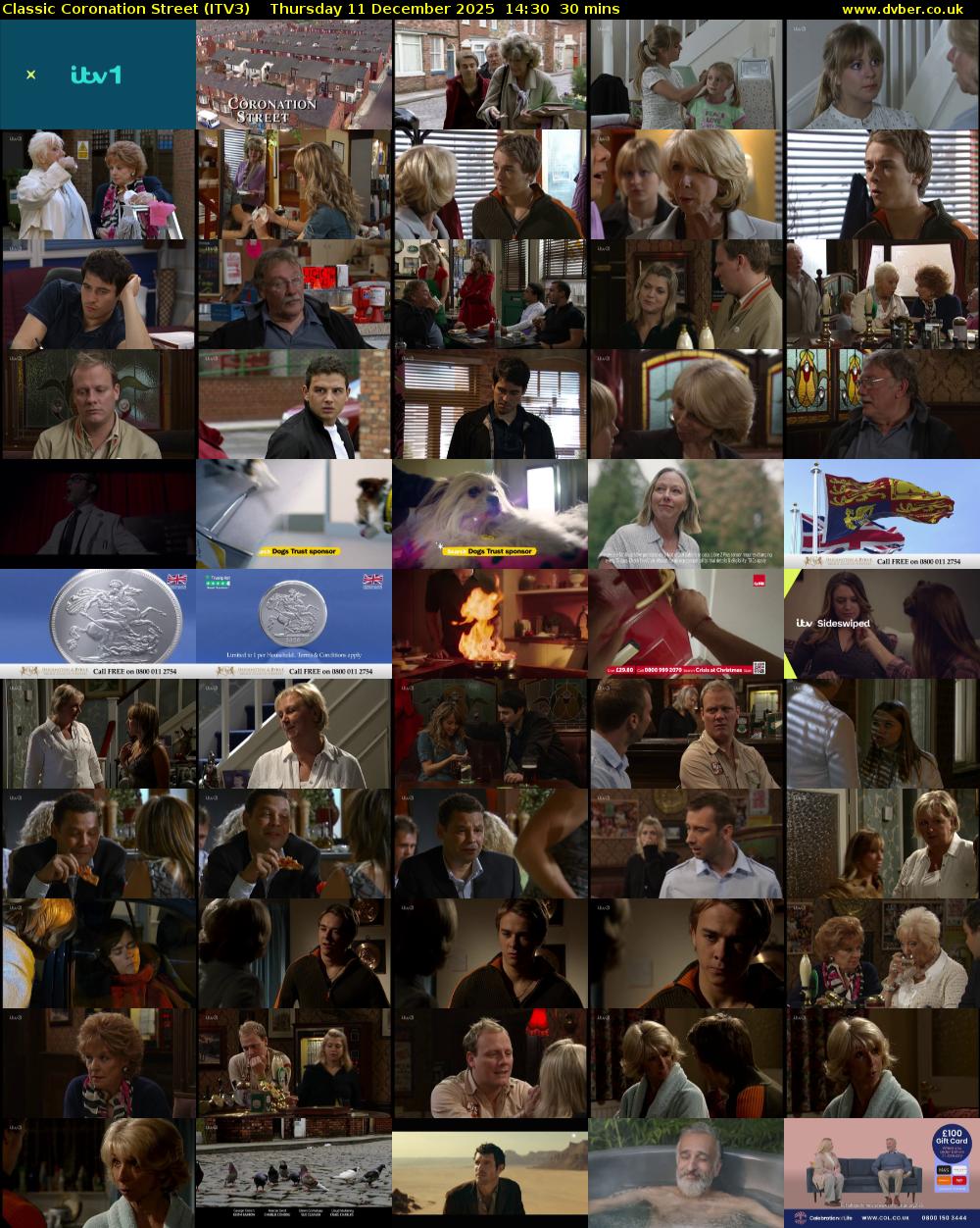 Classic Coronation Street (ITV3) Thursday 11 December 2025 14:30 - 15:00