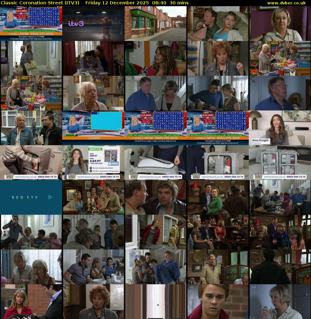 Classic Coronation Street (ITV3) Friday 12 December 2025 08:40 - 09:10