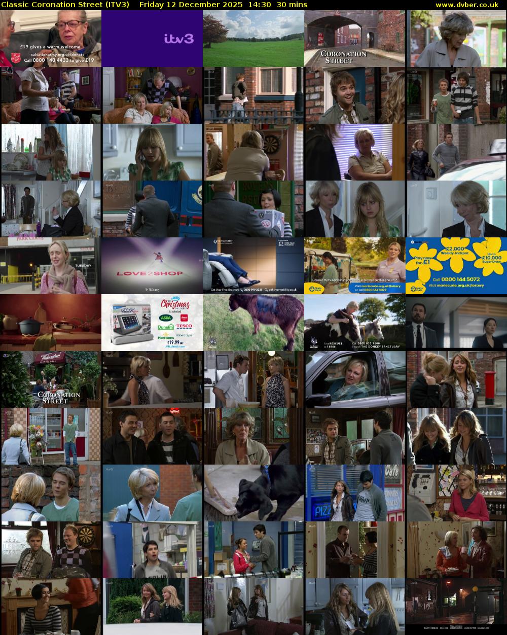 Classic Coronation Street (ITV3) Friday 12 December 2025 14:30 - 15:00
