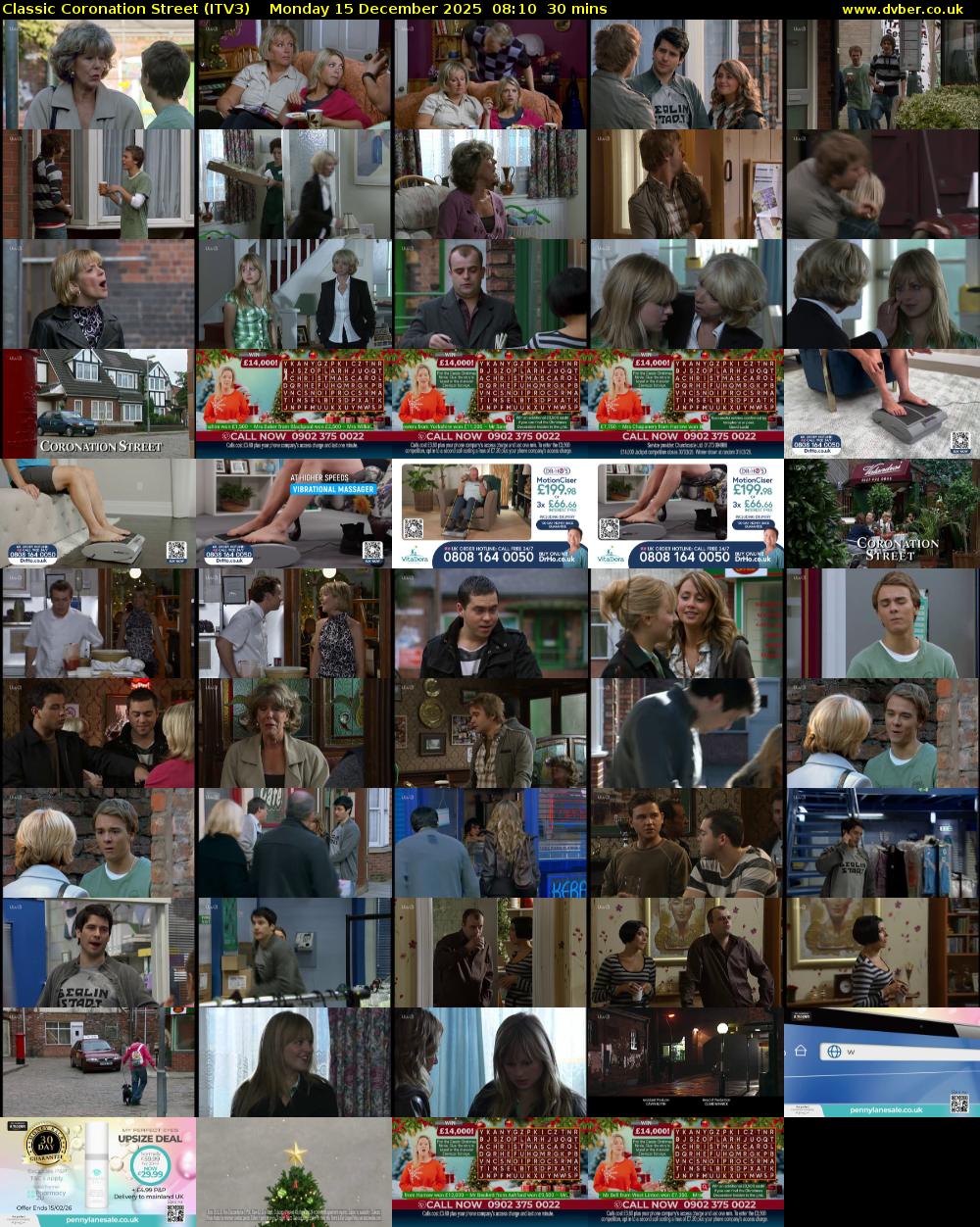 Classic Coronation Street (ITV3) Monday 15 December 2025 08:10 - 08:40