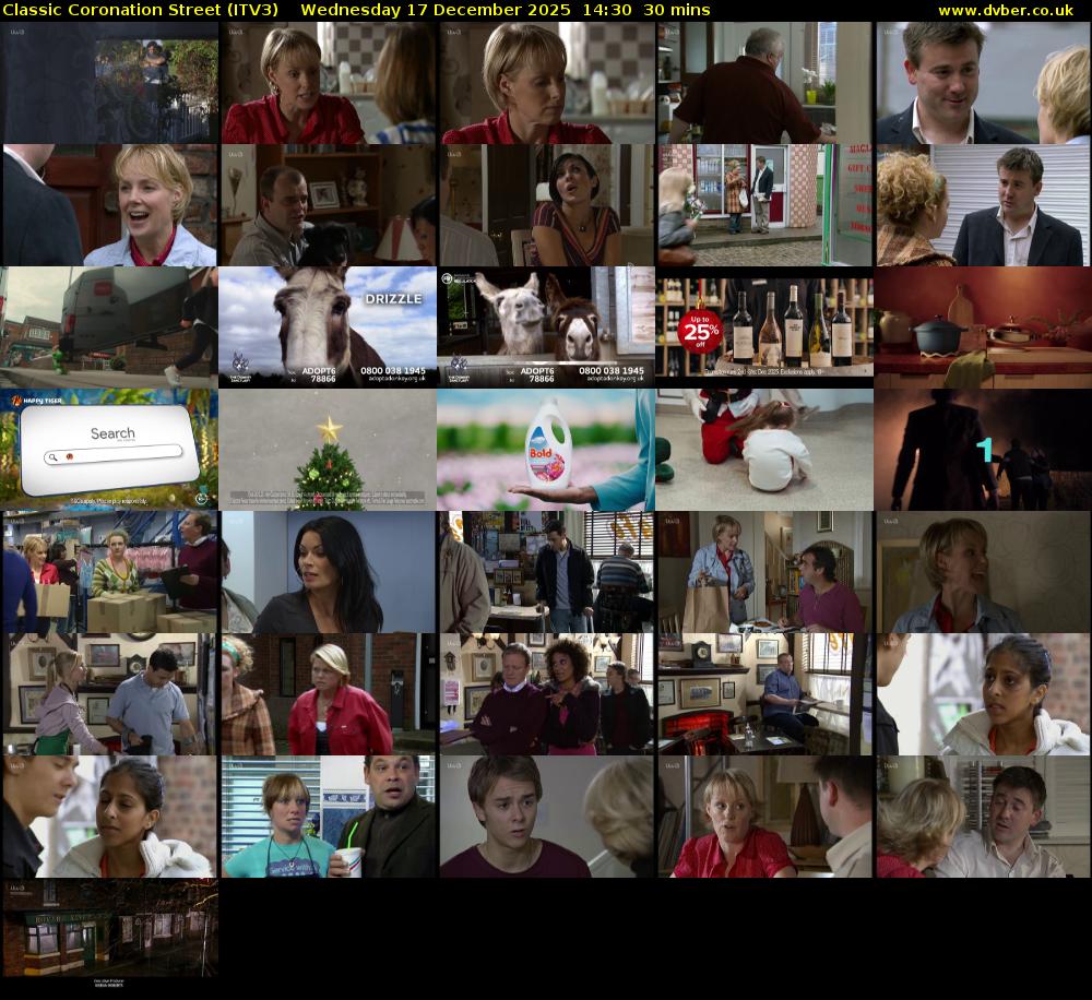 Classic Coronation Street (ITV3) Wednesday 17 December 2025 14:30 - 15:00